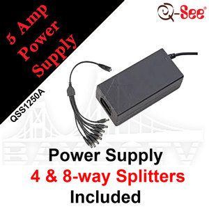 See QSS1250A 12V DC 5Amp Surveillance Security Camera Power Adapter 