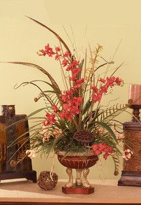 26 Tall Artificial Red Silk Orchids Flower Centerpiece Arrangement w 