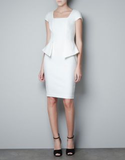 Zara White Dress with Frill at The Waist XS s M L XL 2012
