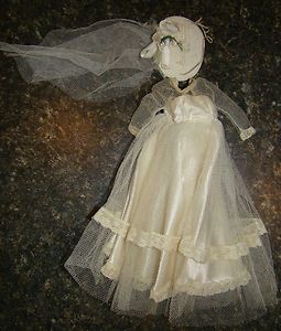 Vintage Barbie Wedding Dress Hat with Veil Dress Clothes
