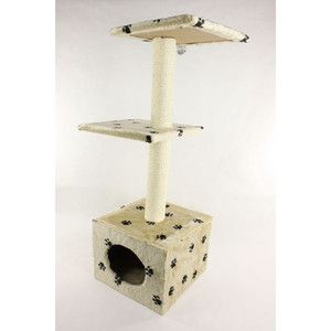 Beige Paw 92 cm 2 Level Kitty Cat Tree Furniture Scratcher House 