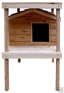 Large Insulated Cedar Cat House with Platform and Loft