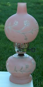 Vintage Pink Hurricane Boudoir Lamp