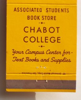 1960s Matchbook Book Store Chabot College Hayward CA MB