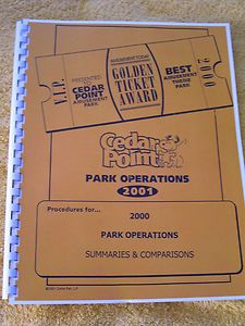 Cedar Point Amusement Park 2000 2001 Park Operations VPs Manual Rides 