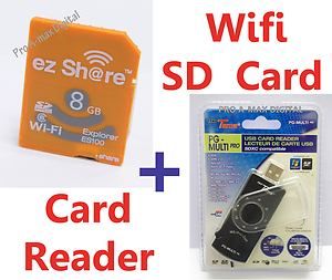   Wi Fi Class 6 SDHC 8GB + Memory Card Reader for CASIO Exilim EX TR150