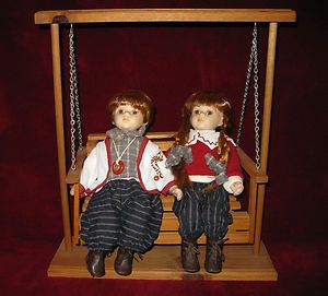 CATHAY COLLECTION 1 5000 MATCHING BOY GIRL SOLID WOOD SWING PORCELAIN 
