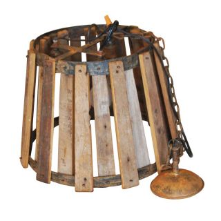 Vintage Industrial Wood and Metal Hanging Ceiling Lamp