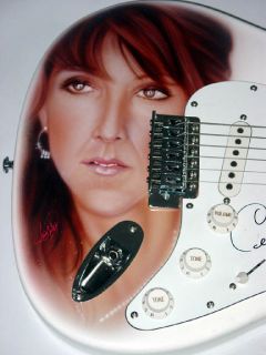 Celine Dion Autographed Airbrush Guitar Video Proof PSA UACC RD COA 