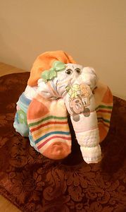    Elephant Diaper Cake Babyshower Centerpiece Girl Baby Shower Gift