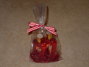 Bath and Body Works Cellophane Bag Ribbon Red Tinsel Grass Wrap Up 