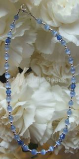Blue Crystal Cats Eye Bracelet or Ankle Bracelet 2774