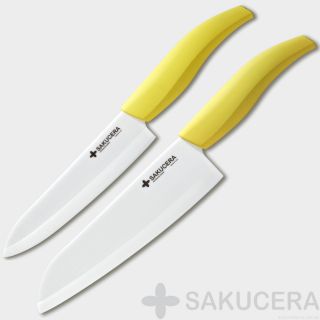Sakucera Advanced Ceramic Knife 6 7 Set Yellow Chefs Kitchen Santoku 