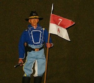7th Cavalry Officer with Flag Custom Lt Col 1 6 Scale Indian Wars 
