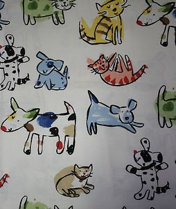Cartoon Dogs Cats Shower Curtain Kids Colorful Pets Fabric Saturday 