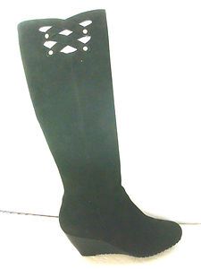 Charles David Black Womens Knee High Boots Black Suede Size 6 5 M