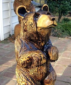 Chainsaw carved Black Bear one of a kind wood carving sculpture