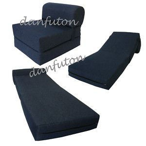 Denim Sleeper Chair Folding Foam Bed Studio Guest Bed