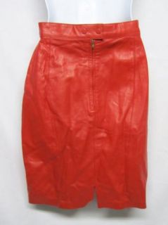 Cedars Vintage Red Knee Pencil Leather Skirt 6 s M