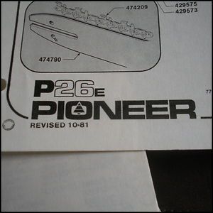 Pioneer P26E Chainsaw Illustrated Parts List Vintage Chainsaw