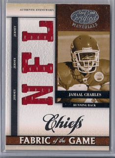 2008 LCM Fabric of the Game Jamaal Charles jersey card /99 Kansas City 