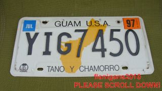 vintage TANO Y CHAMORRO GUAM U.S.A. AUTO LICENSE PLATE  YIG7450  