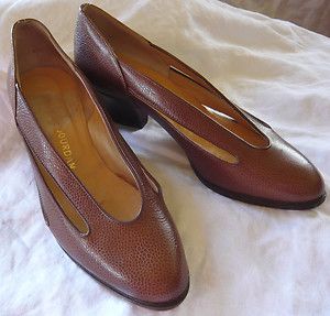 CHARLES JOURDAN vintage 80s brown pebbled leather pumps with cutouts 