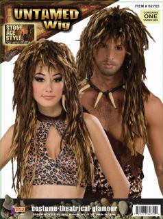 New Adult Mens Womans Wig Untamed Caveman Costume Brown Frosted Dreads 