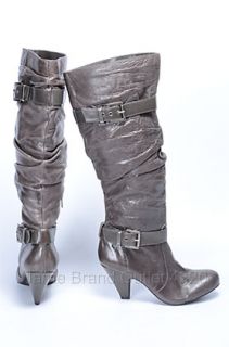 Jessica Simpson Charcoal 7 6 5 Leather Capry Gather Strap Boot Shoe 