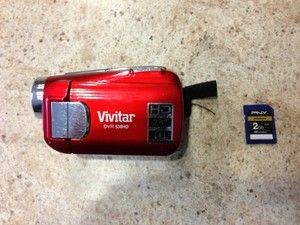 Vivitar Hand Held Video Recorder Red DVR 538HD With Memory Card