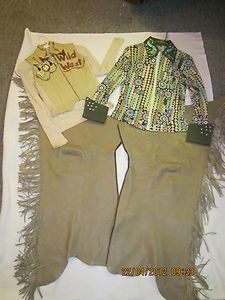 Youth Western Show Chaps and Rail Shirts Size 10 12