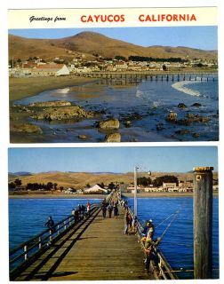 Cayucos California Postcards 1960s Highway 1 Fishing Pier
