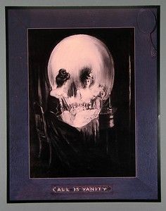   is Vanity Skull Mirror Optical Illusion 16x20 Poster Charles A Gilbert