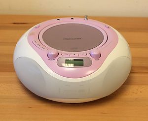 MEMOREX PORTABLE STEREO CD BOOMBOX 848PWH PINK AM FM RADIO  AUX 