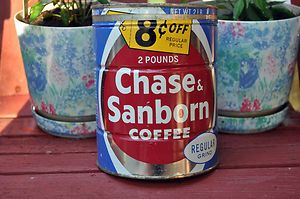 CHASE AND SANBORN 2 LB COFFEE TIN VINTAGE RETRO KEY OPEN CAN