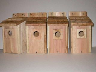   cedar wood bluebird bird house with cedar shake roof this auction is