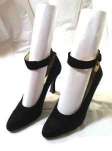 Charles Jourdan Paris Made in France Black Suede Ankle Wrap Heels Size 