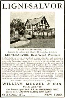 1904 Ad for Ligni Salvor Wood Preservative Cedarhurst