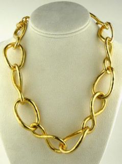Kenneth Jay Lane Hammered Gold Twisted Link Necklace
