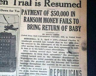   Lindbergh Baby Kidnapping Ransom Paid w No Return Charles Jr