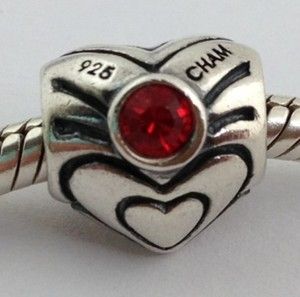 Authentic Chamilia 925 Silver July Ruby Birthstone Swarovski Heart 