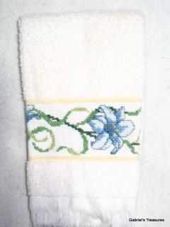 Hand Stitched Cross Stitch Finger Tip Hand Towel Lilies