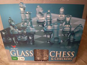 Elegant Cardinal Glass Chess Checkers Set