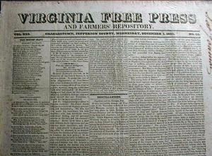1829 CHARLES TOWN West Virginia newspaper JEFFERSON COUNTY Original 