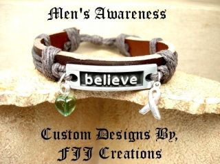 Green Mens Ribbon Awareness Believe Jewelry Bracelet Support 