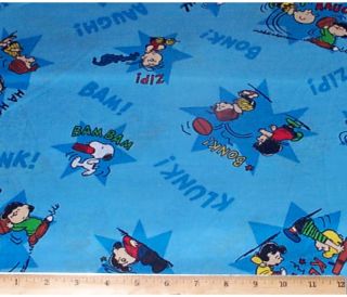 Peanuts Charlie Brown Bonk Clunk Blue Fabric Cotton 3yds