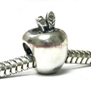 Sterling Silver Cute Apple for European Charm Bracelets