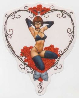 Sexy Goth Valentine Heart Pin Up Girl Sticker Decal