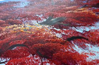 Large Fuji Red Cherry Blossom Signed Original Modern Abstract Art Oil 