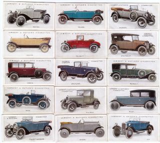 Automobiles Full Set 25 Motor Cars Cards from 1923